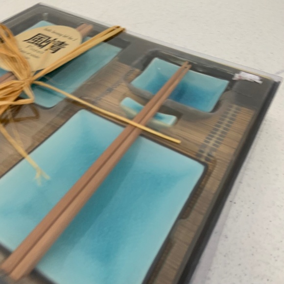 New Fuzei Ceramic Blue Sushi Serving Set For Two 10 pcs - Picture 10 of 10